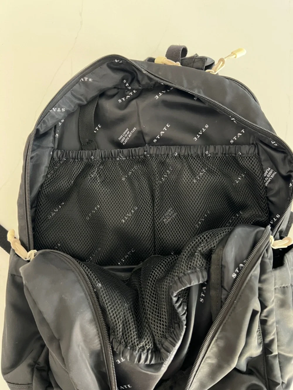 STATE Black Lorimer Diaper Bag Backpack with Compact Changing Pad